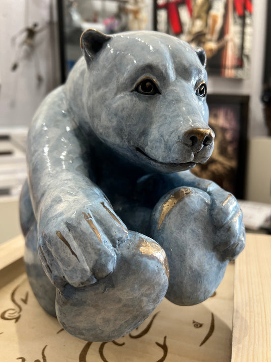 Limited edition Snowball Bronze polar bear sculpture by Roxy Winterburn signed and certified