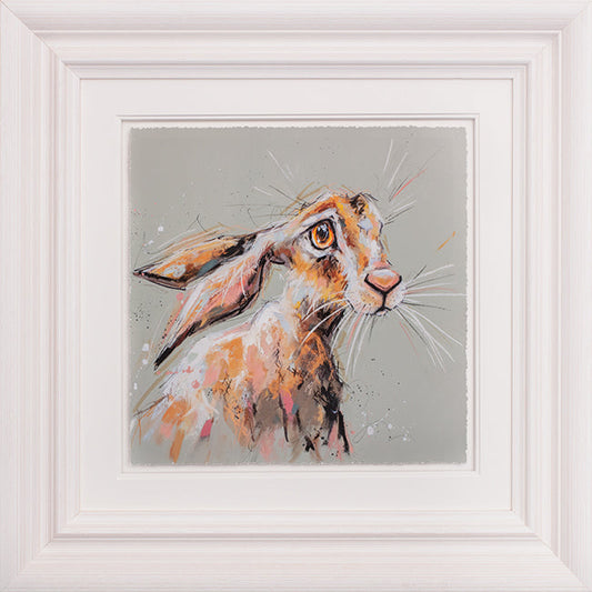 Limited edition 'Hetty Hare' print by Ashley Saunders, hand-signed giclee on paper, 21x21" framed artwork