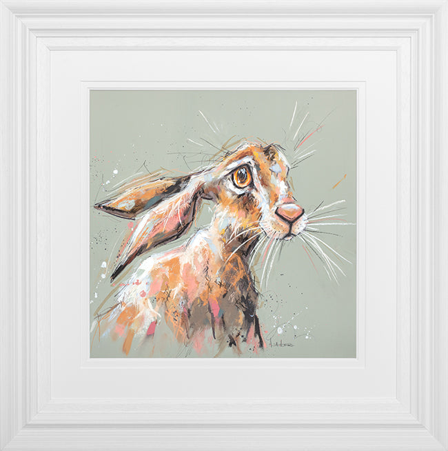 Hetty Hare original pastel artwork by Ashley Saunders framed 32x32 inches free UK delivery