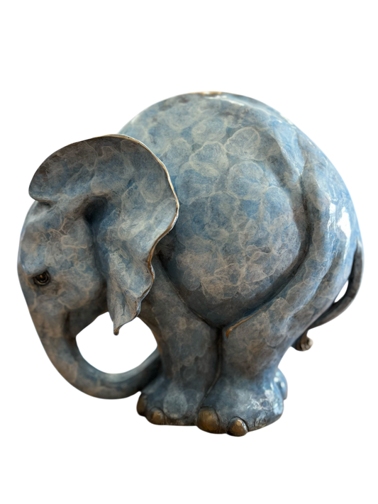 Bubbles bronze elephant sculpture by Roxy Winterburn, limited edition 1/1, signed and certified bronze artwork