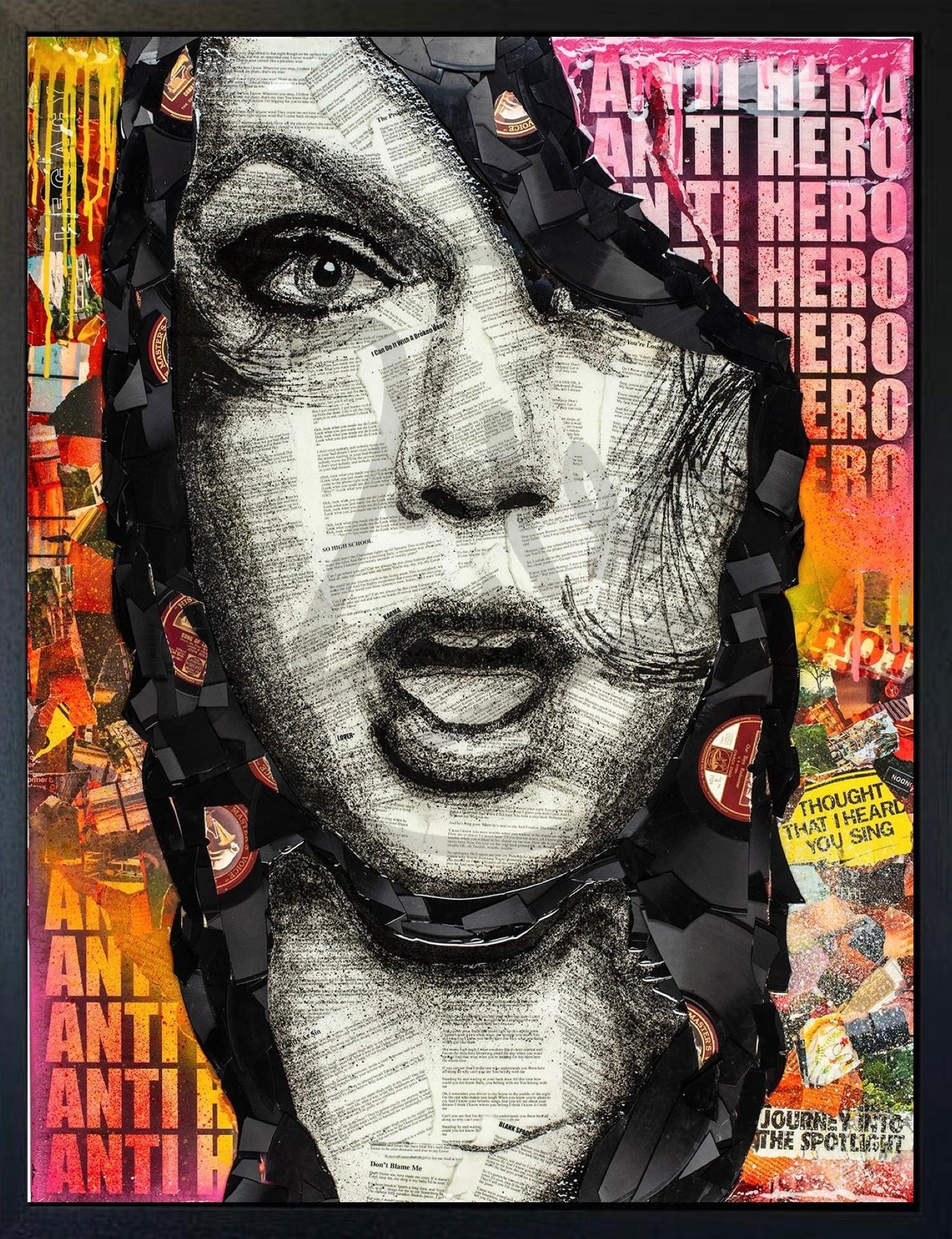 Anti Hero Taylor Swift hand embellished canvas print by Ben Riley with epoxy resin and wax seal