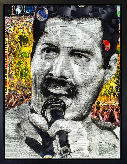 Ben Riley We Will Rock You Freddie Mercury Hand Embellished Canvas Framed - The Acorn Gallery, Pocklington