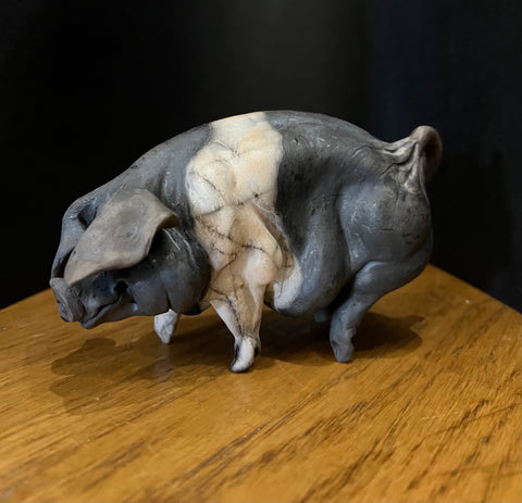 Annie Mini Standing Ceramic Saddleback Pig ORIGINAL - Christine Cummings *SOLD*