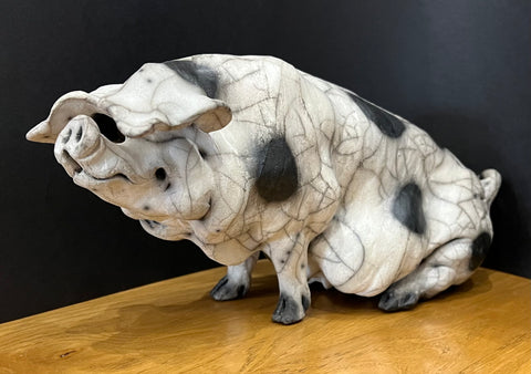Trixie Extra Large Seated Ceramic Gloucester Old Spot Pig ORIGINAL - Christine Cummings *SOLD*