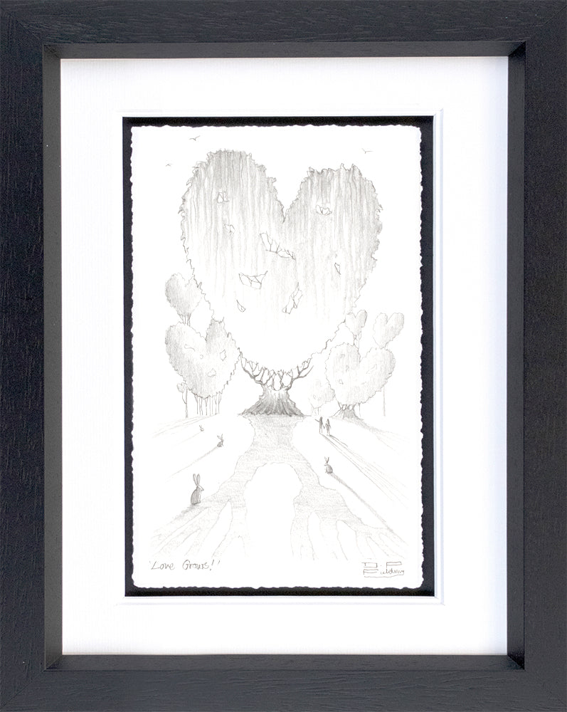 Love Grows Limited Edition Sketch by Derrick Fielding framed 16x12 hand signed giclee print