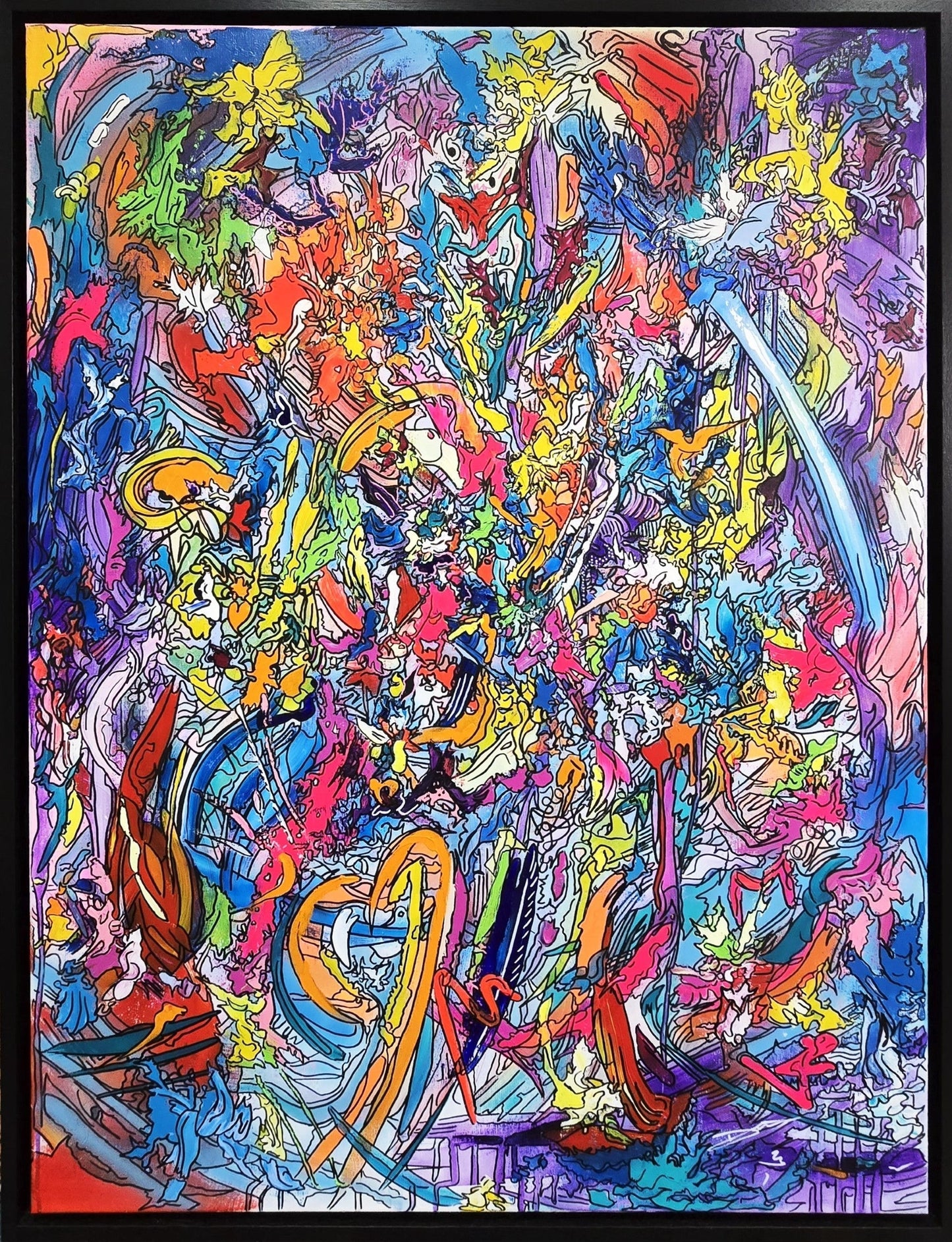 Fantastic large-scale original painting with bold colour and a large 3D heart of gold by ADHD artist David Kirkman. Available from The Acorn Gallery in Pocklington. Shop online or call us on 01759 307652. UK delivery available.