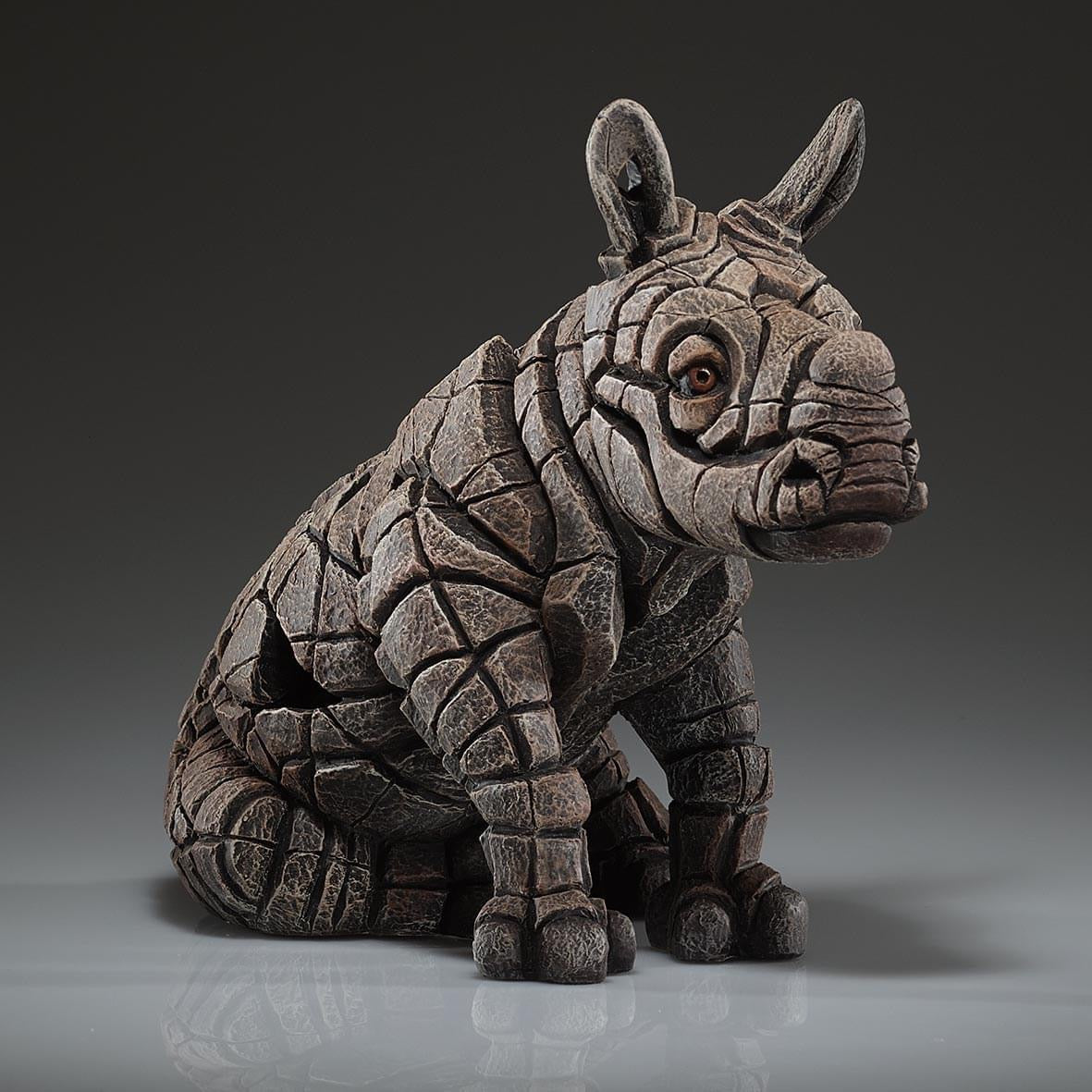 EDGE Sculpture Rhinoceros Calf White - The Acorn Gallery, Pocklington
