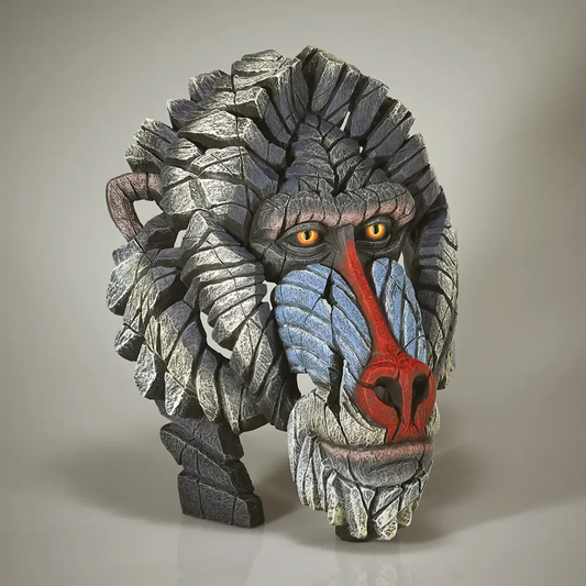 Mandrill bust ceramic polystone EDGE Sculpture hand-signed vibrant colors