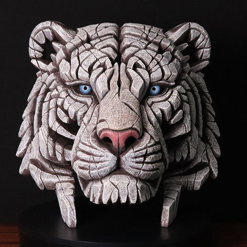 Tiger Bust  White by Edge Sculpture
