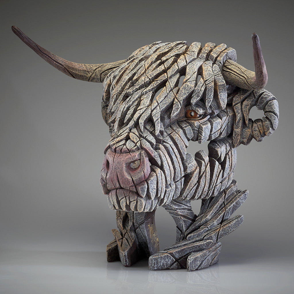 EDGE Sculpture Highland Cow White - The Acorn Gallery, Pocklington