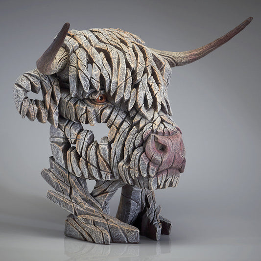 EDGE Sculpture Highland Cow White - The Acorn Gallery, Pocklington
