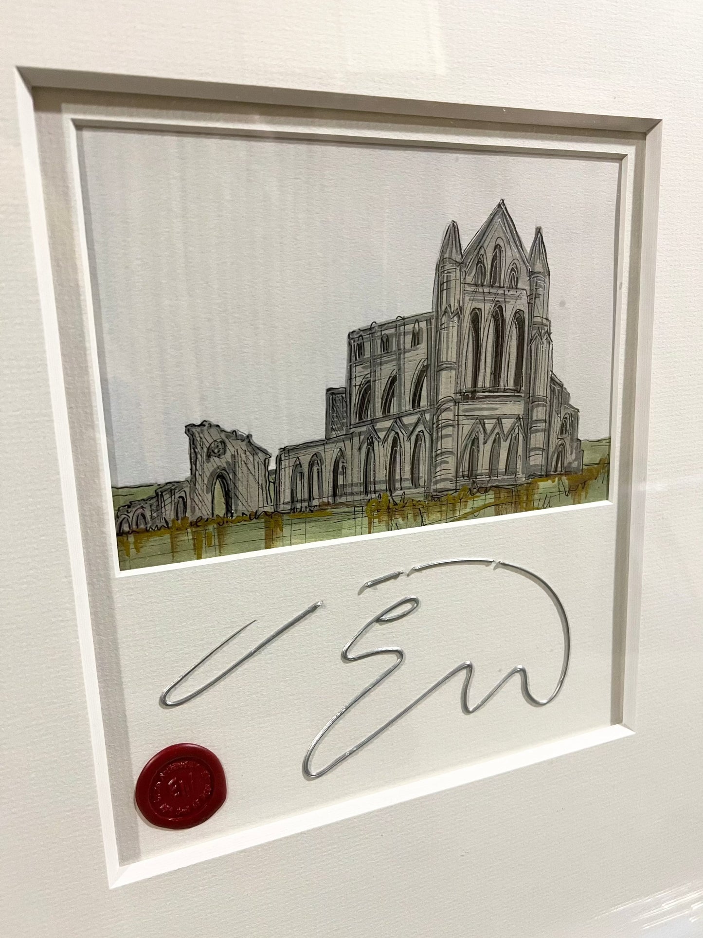 Whitby Abbey original mixed media sketch by Edward Waite hand signed