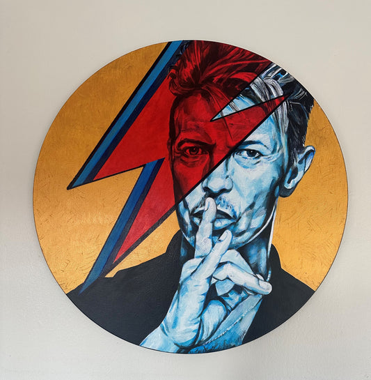 A Craig Knight original painting of David Bowie. Sold by The Acorn Gallery in Pocklington. New pieces are available so shop online or call us for the latest availability on 01759 307652. Delivery available.