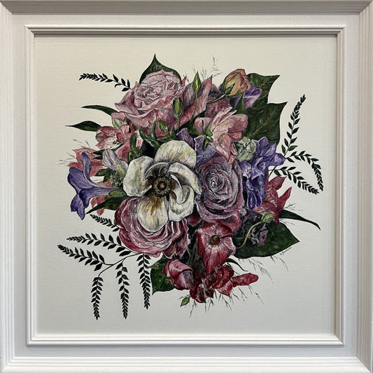 Joy In Bloom original mixed media artwork by Holly Dunham featuring vibrant blooming flowers