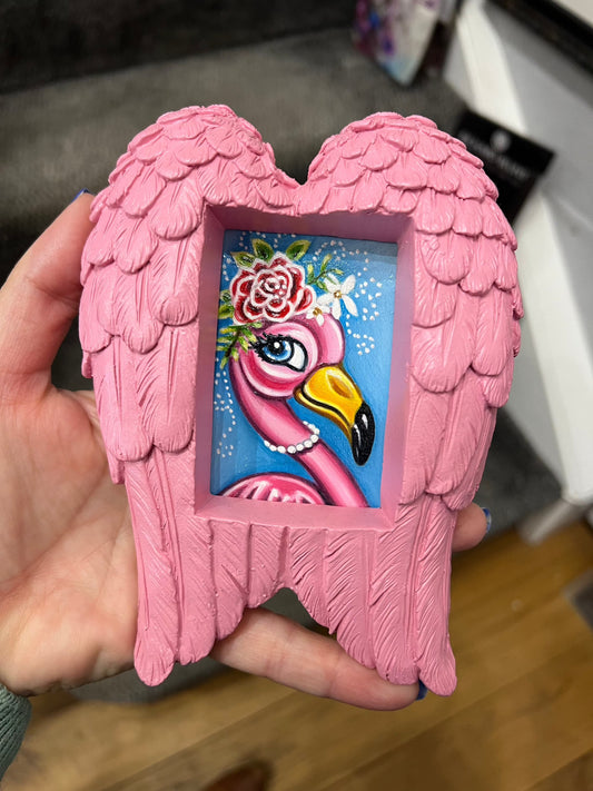 Marie Louise Wrightson Little Miss Flamingo Original - The Acorn Gallery, Pocklington