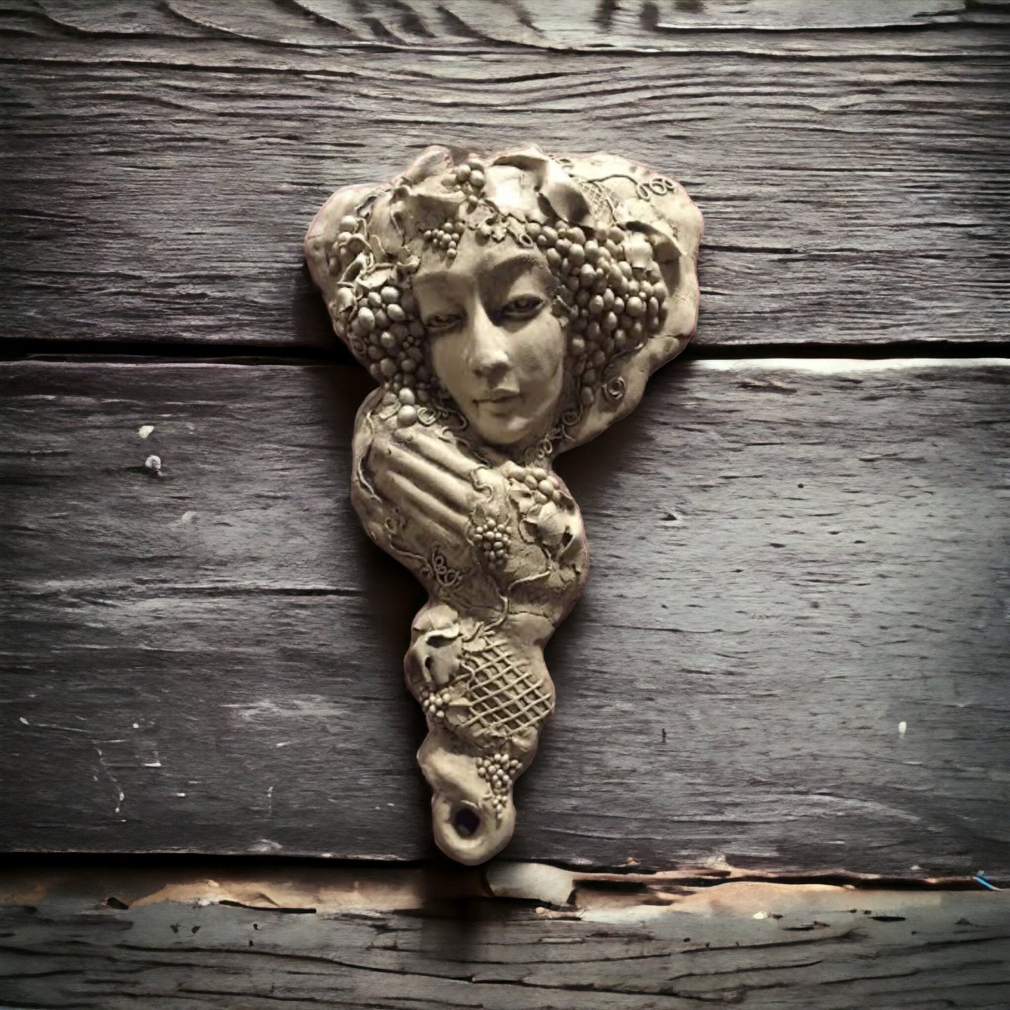 Eve Garden Angel ceramic wall sculpture by Lucinda Brown original 19x9 inches