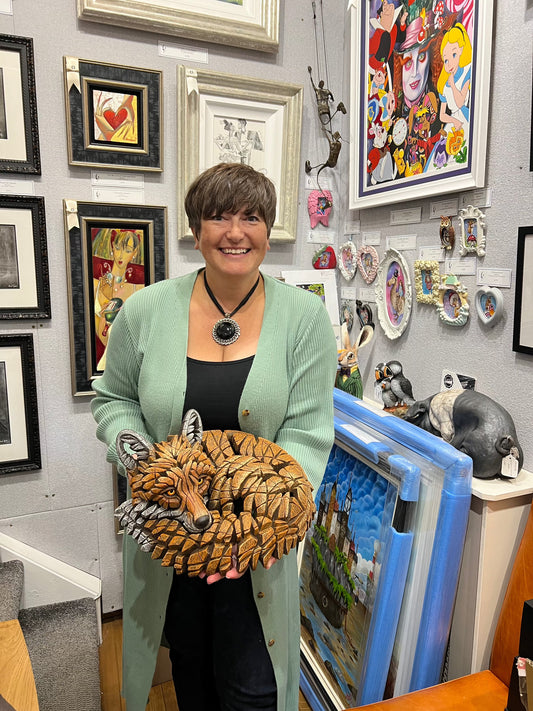 EDGE Sculpture Curled Up Fox - The Acorn Gallery, Pocklington