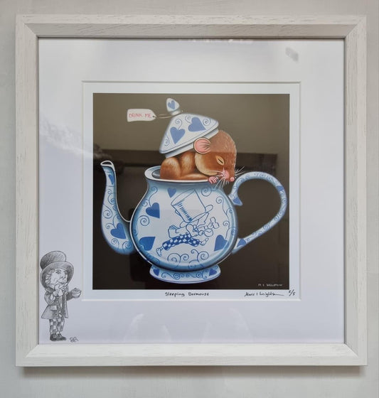 Marie Louise Wrightson The Sleeping Dormouse Framed Print available at The Acorn Gallery in Pocklington. Viist us or shop online or call us on 01759 307652. Delivery available.