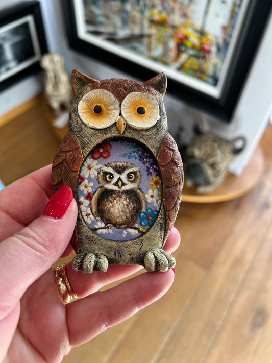 Marie Louise Wrightson The Wise Little Owl Original - The Acorn Gallery, Pocklington. Call us on 01759 307652.