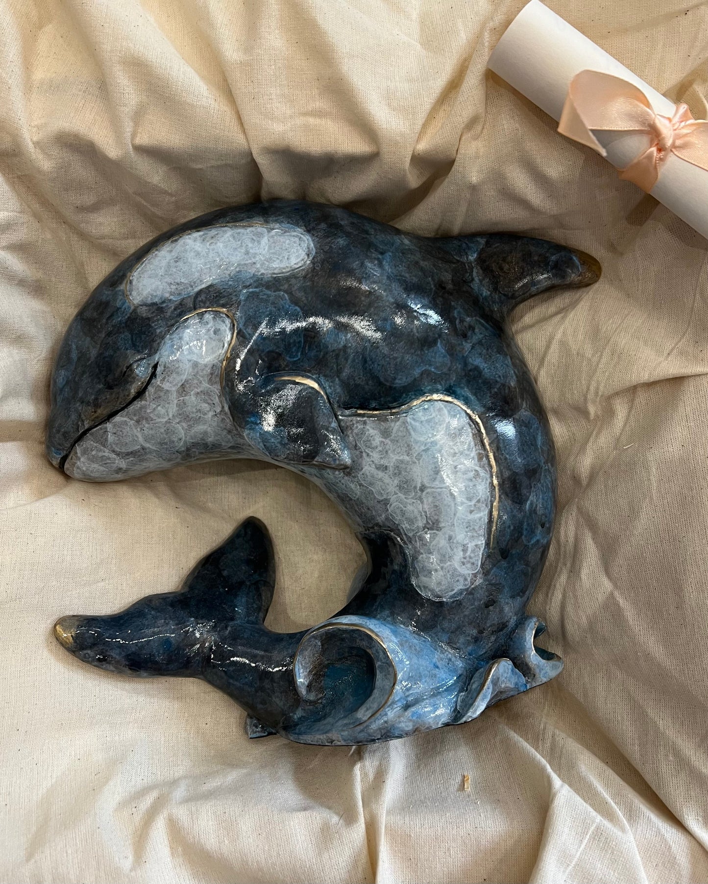 Bronze whale sculpture by Yorkshire artist Roxy Winterburn, available from The Acorn Gallery in Pocklington. Order online or call us on 01759 307652. Free U.K. Delivery.