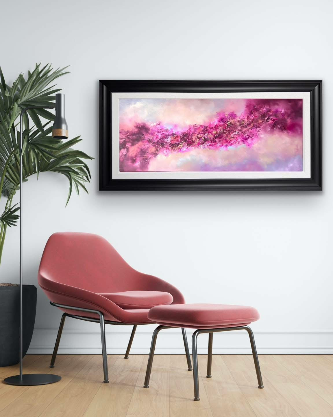 One Fine Day original oil painting by Jaimie Volkaerts with abstract soothing tones and fluid forms