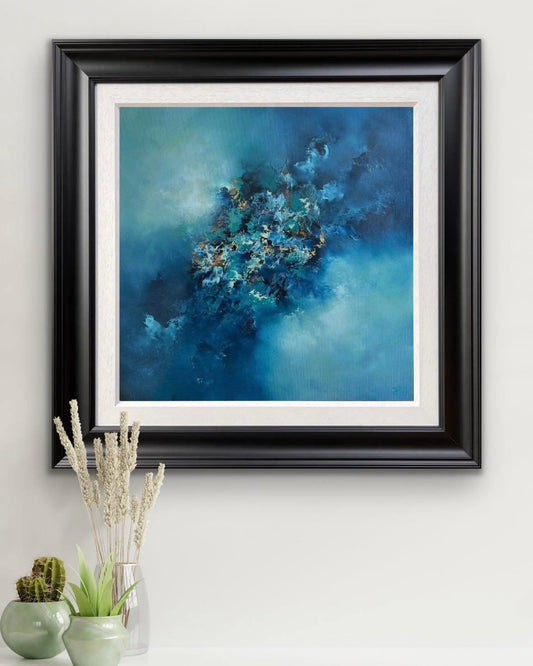 Take Me Away original abstract oil painting by Jaimie Volkaerts with soothing tones and fluid forms