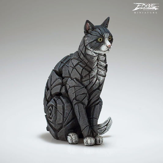 Edge Sculpture Sitting Black And White Cat Miniature available from The Acorn Gallery, Pocklington