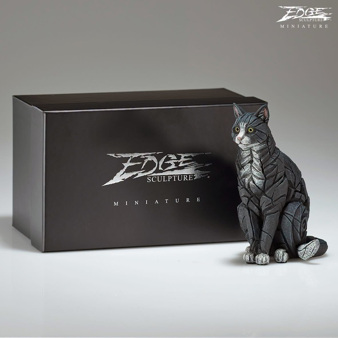 Edge Sculpture Sitting Black And White Cat Miniature available from The Acorn Gallery, Pocklington