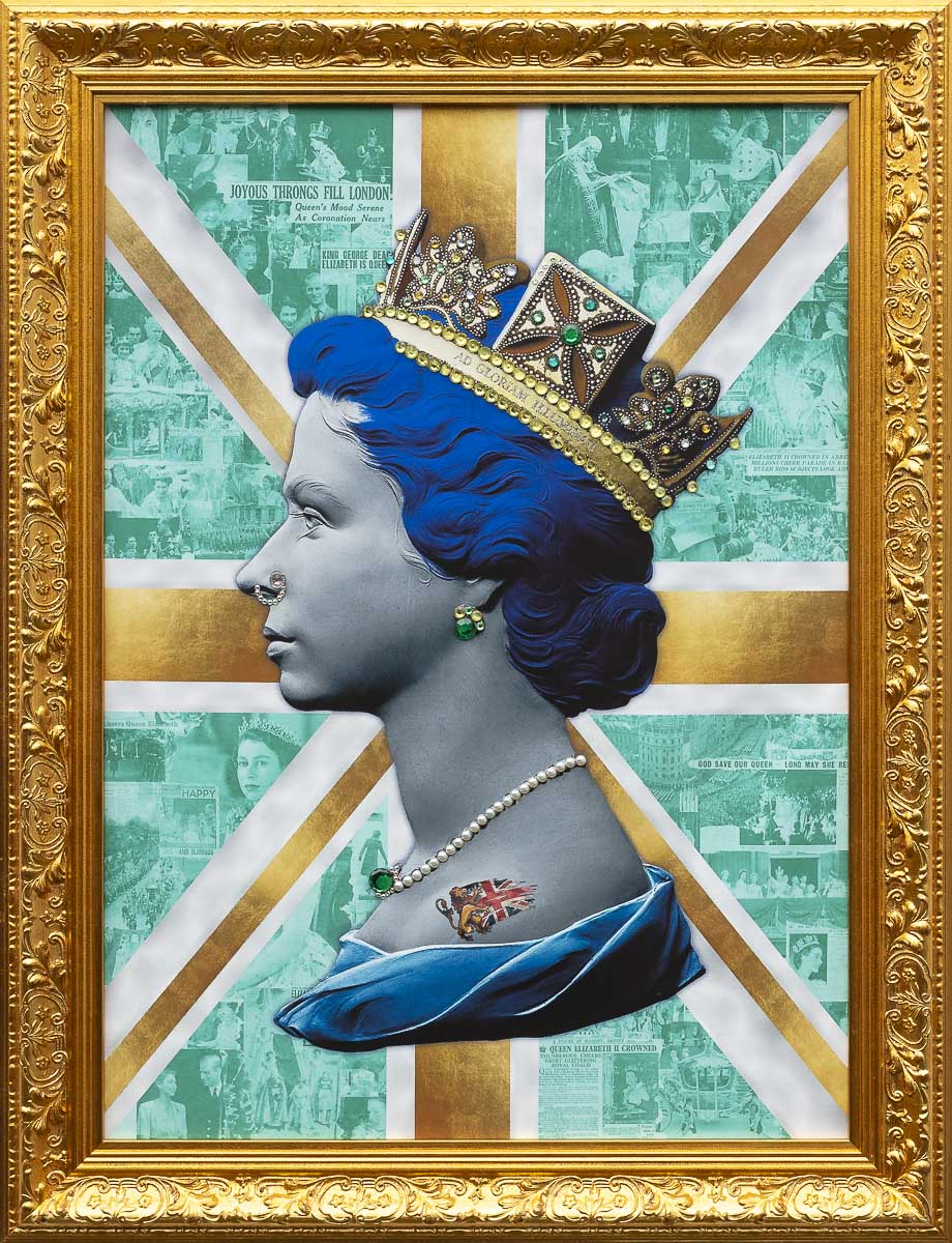 Illuminati Neon Queen Gold And Teal Print - The Acorn Gallery, Pocklington