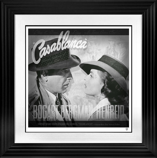 JJ Adams Casablanca Black And White Movie Poster Framed in Black - The Acorn Gallery, Pocklington