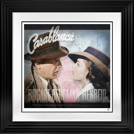 JJ Adams Casablanca Colour Movie Poster Framed in Black- The Acorn Gallery, Pocklington