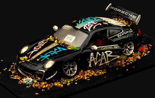 JJ Adams Porsche 911 - GT3 RS - Black ORIGINAL Sculpture - The Acorn Gallery, Pocklington