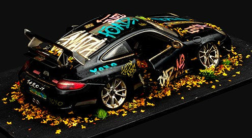 JJ Adams Porsche 911 - GT3 RS - Black ORIGINAL Sculpture - The Acorn Gallery, Pocklington