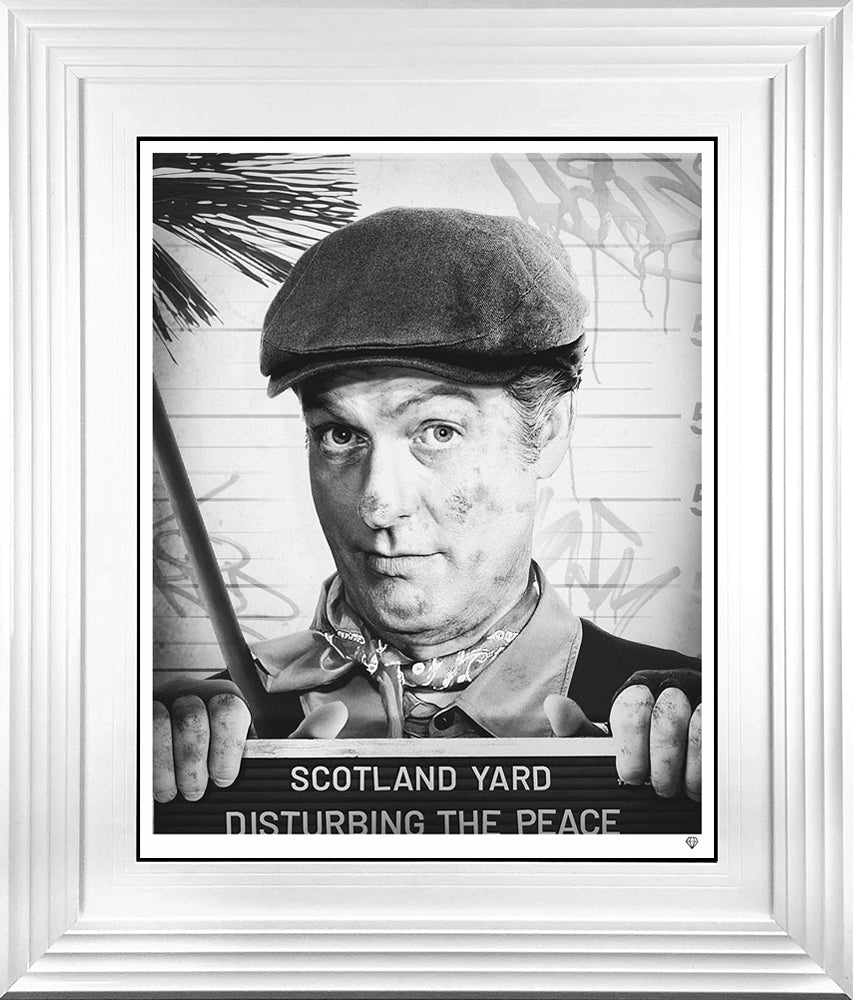 JJ Adams Disturbing The Peace Black And White in a White Frame- The Acorn Gallery, Pocklington