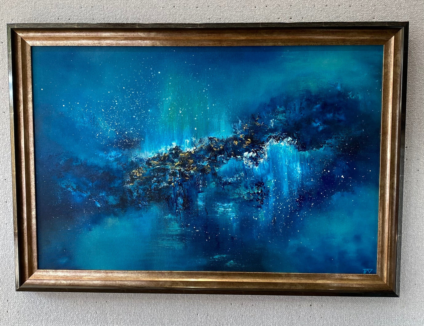 An Oasis Of Calm oil painting by Jaimie Volkaerts showcasing abstract soothing tones and fluid forms