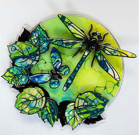 Mini Wall Art Dragonfly Green Original by Kevin Bandee *SOLD*