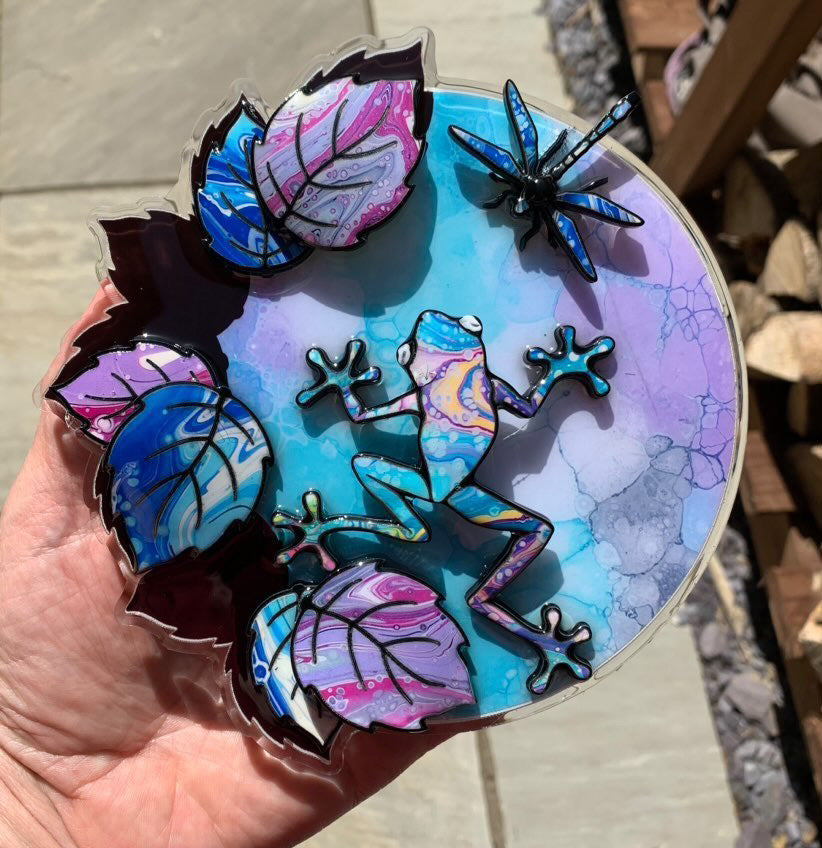 Kevin Bandee Mini Wall Art Frog Blue II Original - The Acorn Gallery, Pocklington