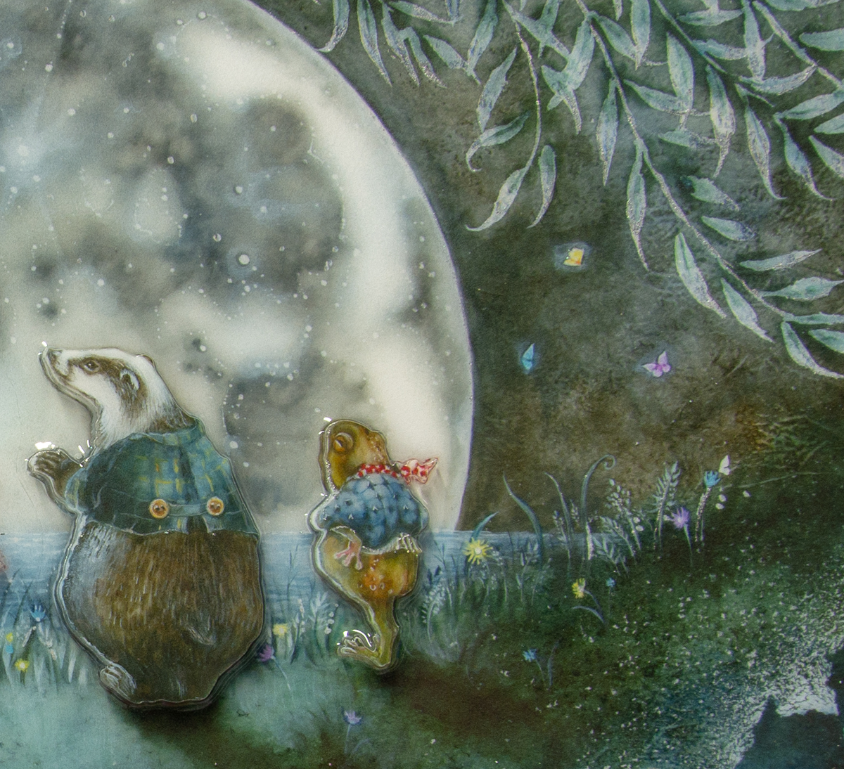 Kerry Darlington Moongazing In The Willows Unique Limited Edition Print available from The Acorn Gallery, Pocklington