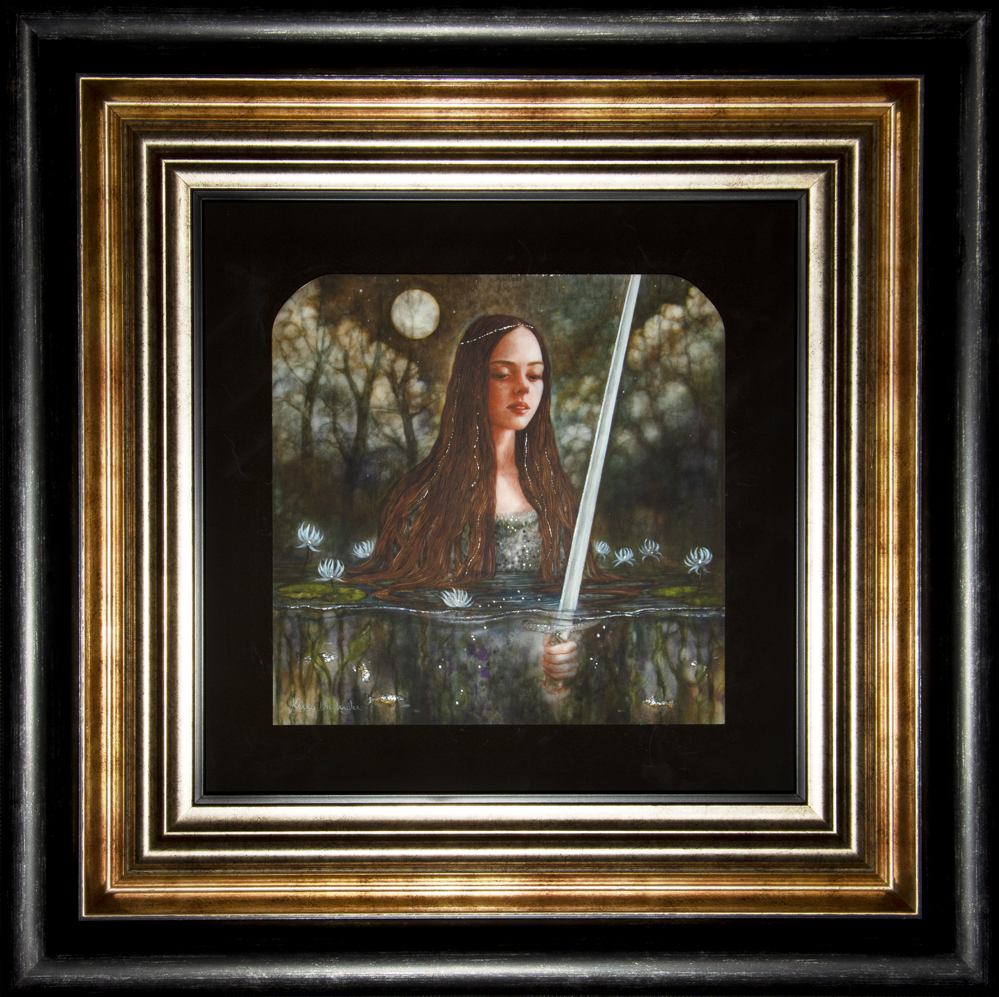 Nimue limited edition mixed media print by Kerry Darlington with leaf embellishment and hand signature