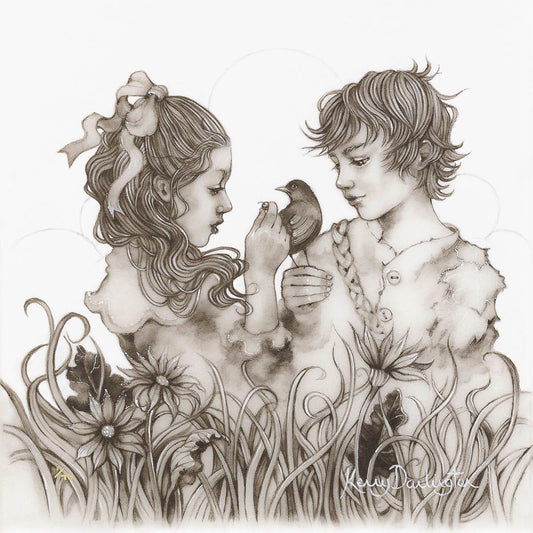 Kerry Darlington Peter and Wendy In Neverland Unique Limited Edition Print - The Acorn Gallery, Pocklington