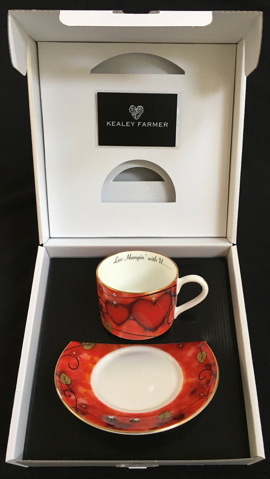 Luv Hangin' With U Cup and Saucer by Kealey Farmer Ceramics