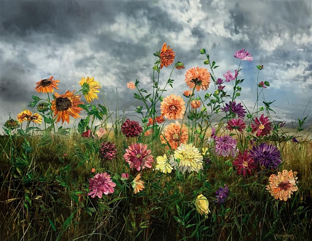 Kimberley Harris Autumn Hand Embellished Canvas - The Acorn Gallery, Pocklington
