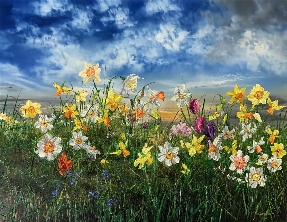 Kimberley Harris Spring Hand Embellished Canvas - The Acorn Gallery, Pocklington