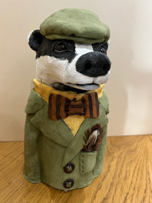 Louise Brown Badger Bust Original Sculpture - The Acorn Gallery, Pocklington