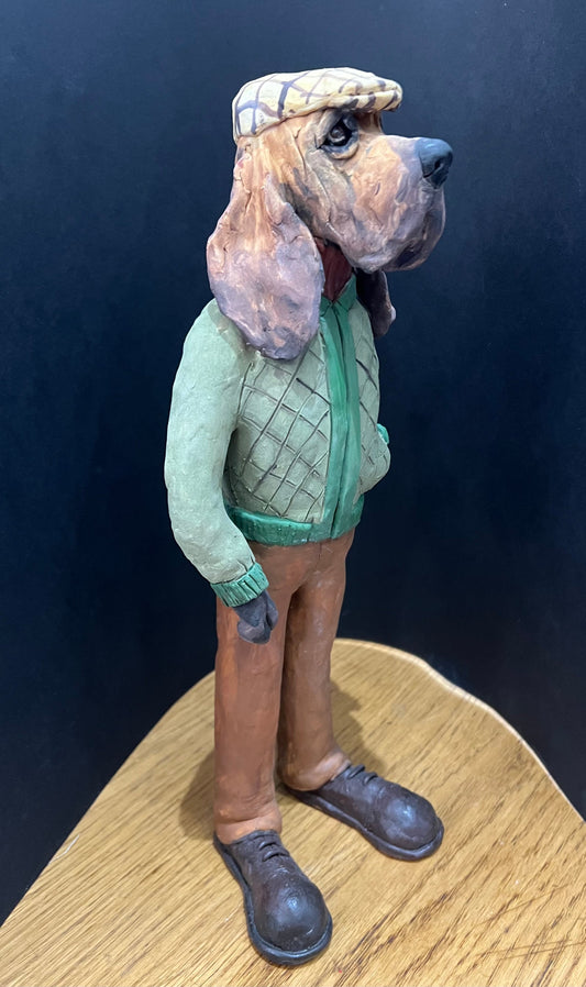 Brilliant Hound Dog Original Sculpture by ceramic artist Louise Brown. Available at The Acorn Gallery in Pocklington. Visit the gallery or shop online or call us on 01759 307652.