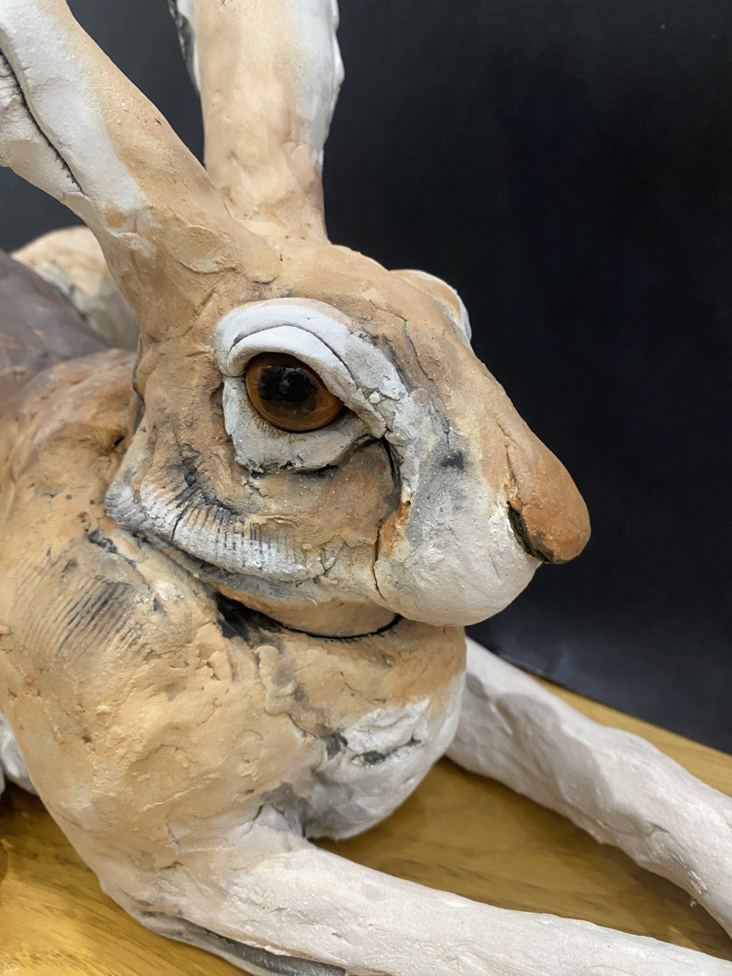 Louise Brown Hunched Hare Original Sculpture - The Acorn Gallery, Pocklington