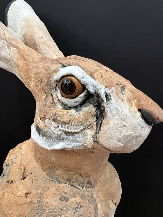 Louise Brown Large Sitting Hare III Original Sculpture - The Acorn Gallery, Pocklington