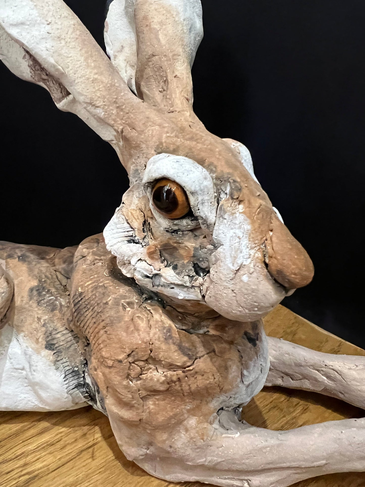 Louise Brown Small Lying Down Hare II Original Sculpture - The Acorn Gallery, Pocklington