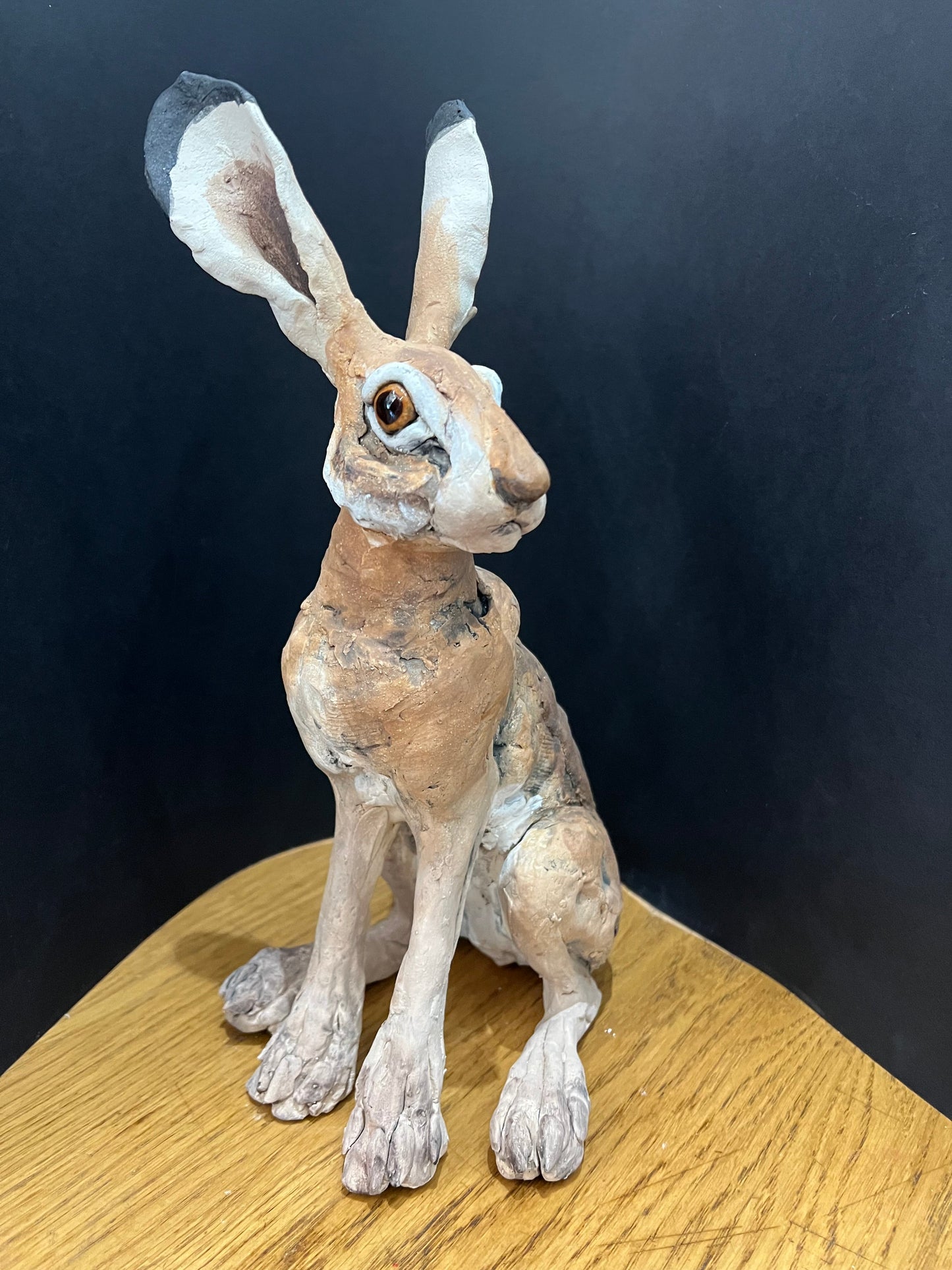 Louise Brown Small Sitting Hare II Original Sculpture - The Acorn Gallery, Pocklington