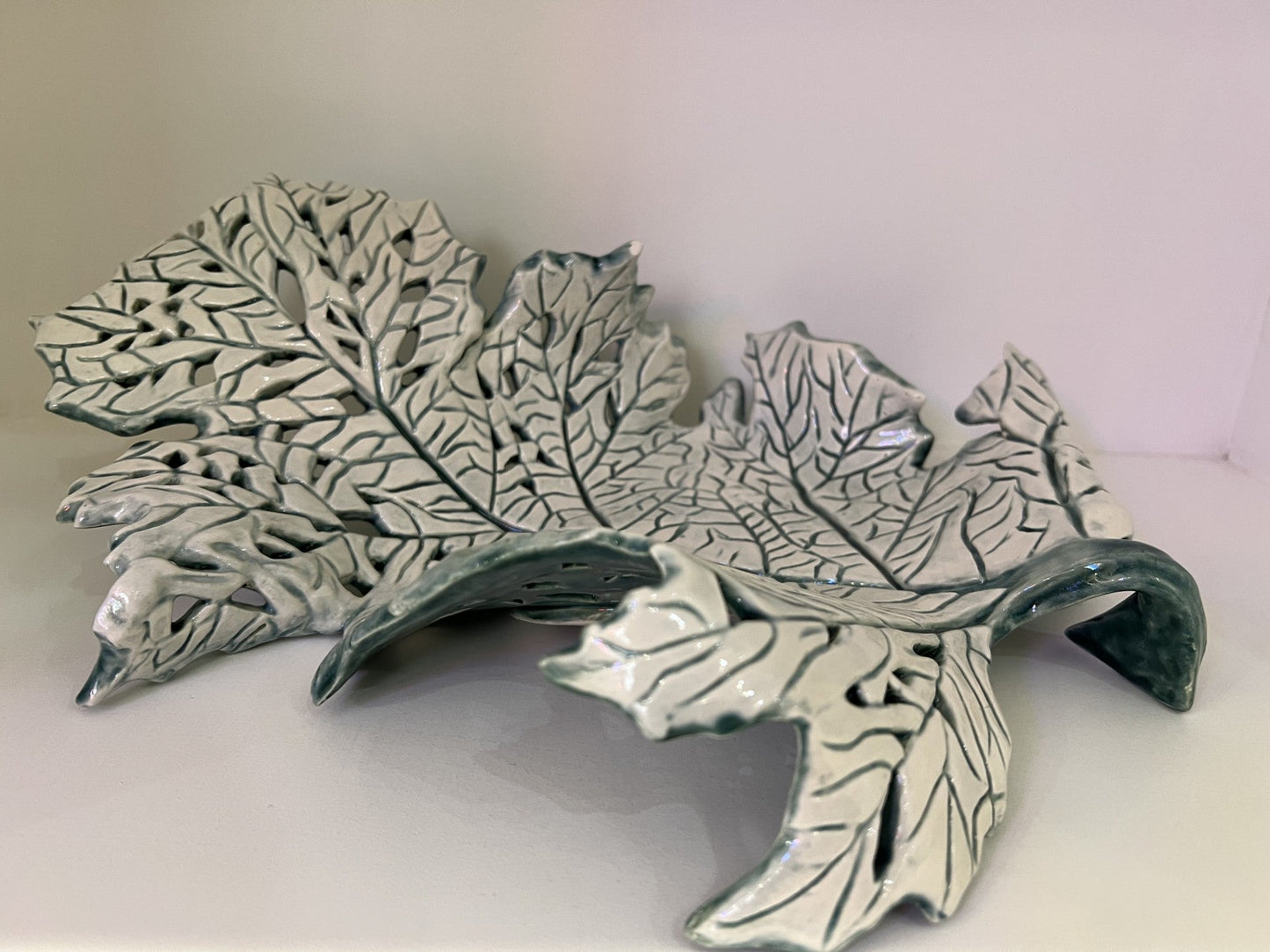 Lorraine Kathryn Studios Large Ceramic Green Leaf Original - The Acorn Gallery, Pocklington
